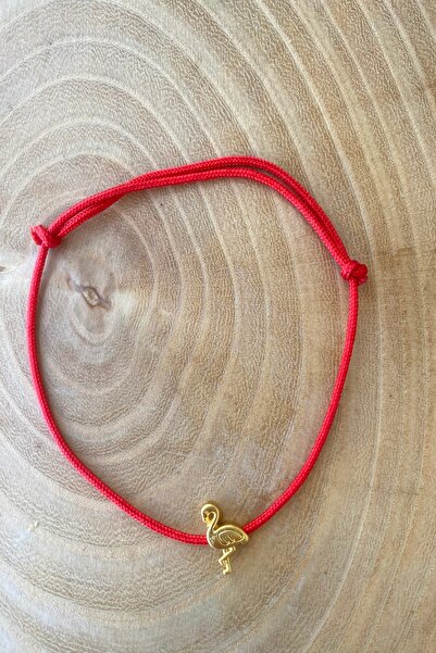 Shepidi Kırmızı ip gold flamingo obje şans bilekliği