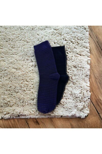 Black Arden Socks Kadın Lacivert Kışlık Havlu Patik Çorap 2 Çift Pamuklu Günlük