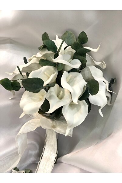 Florista Islak Gala Ve Okaliptüslü Gelin Buketi