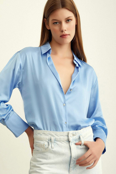 CoolLook Düğme Detaylı Uzun Manşetli ve Uzun Kollu Rahat Kalıp Modern ve Zari...