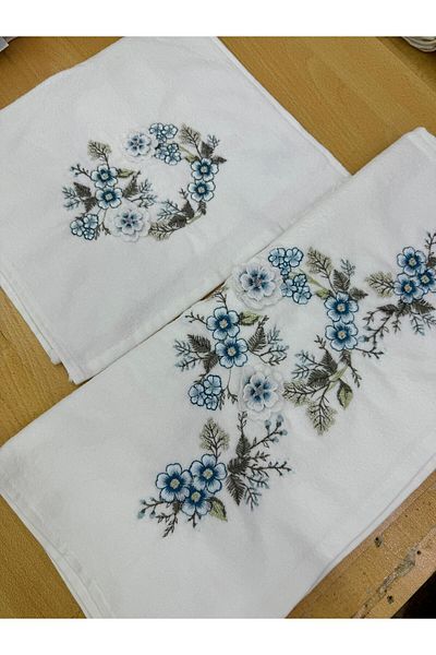 TUTUYA TEXTIL Σετ κεντήματος με βελόνα προίκας με κορίτσι - Τρισδιάστατη πετσέτα