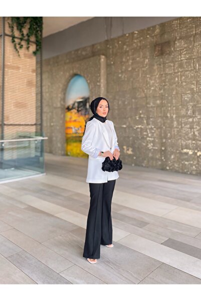 HK Style Kadın Blazer Ceket Çizgili Astar Detaylı