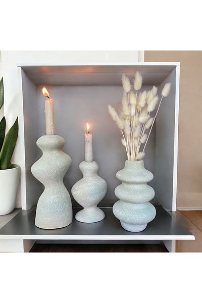 Luthien Vază decorativă cu design TEXTURAT și sfeșnic și ghiveci