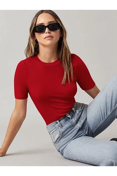 PERLAVİSTA Women's Short Sleeve Silk Jersey Bodysuit