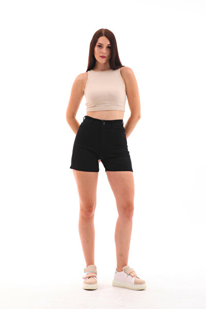 Modayıldızlar Pantaloni scurți din denim de damă negri