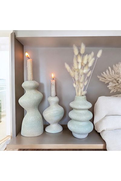 Luthien Vază decorativă cu design TEXTURAT și sfeșnic și ghiveci