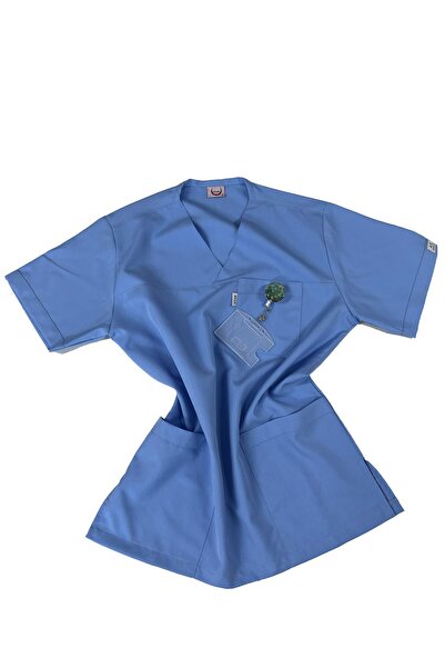 AtakUniform Zarf Yaka Alpaka Unisex Doktor Ve Hemşire Forması Tek Üst Scrub