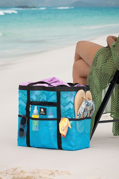 ELEPHANT ÇANTA Geantă de plajă - Geantă mare de mare, transparentă, durabilă, funcțională și elegantă, cu buzunare multiple