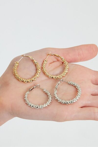 İlraysa Klipsli Tırtıklı Halka Gold Ve Gümüş