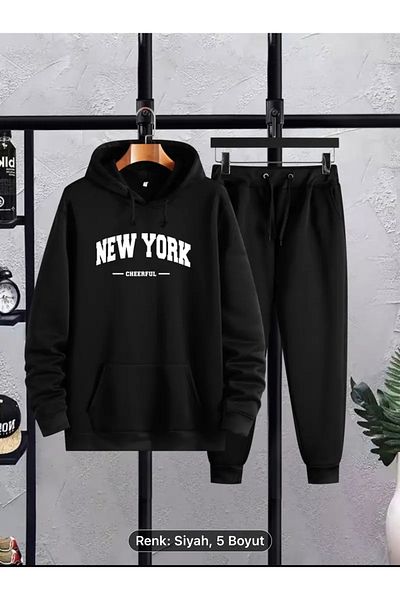 optimist sağdıç the original NEWYORK CHEERFUL PRINTED Σετ ανδρικές γυναικείες αθλητικές φόρμες - 2 τμχ Φούτερ και φούτερ στο κάτω μέρος