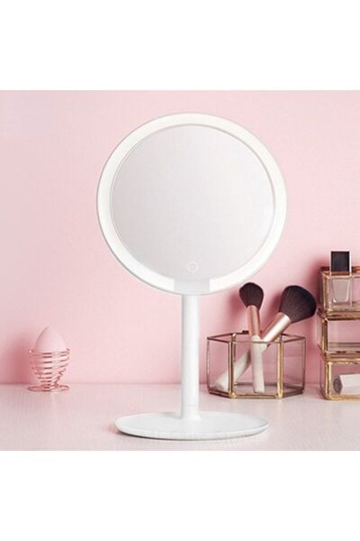 TechTic Dokunmatik Led Işıklı Usb Li Yuvarlak Makyaj Aynası Beyaz Masa Üstü