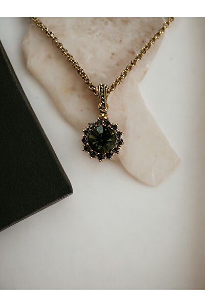 FAYRA ACCESSORIES Black Diamond Kristal Taşlı Güneş Figür Kolye