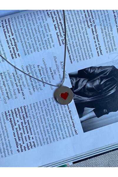 Fiamoss قلادة قلب فضية حمراء للنساء