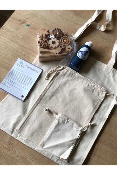 Hayat Ağacı Atölyesi Wooden Printing Trial Kit / Cloth Bag DIY Set