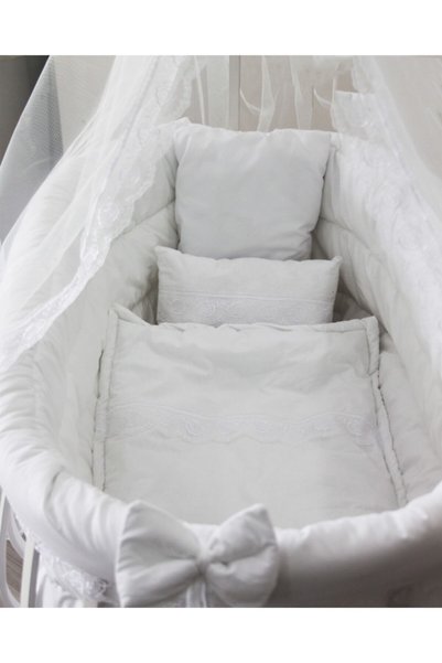 babyen1 White Basket Crib Sleeping Set (Crib and Mattress Not Included) Mother's Side 100% Organic Cotton