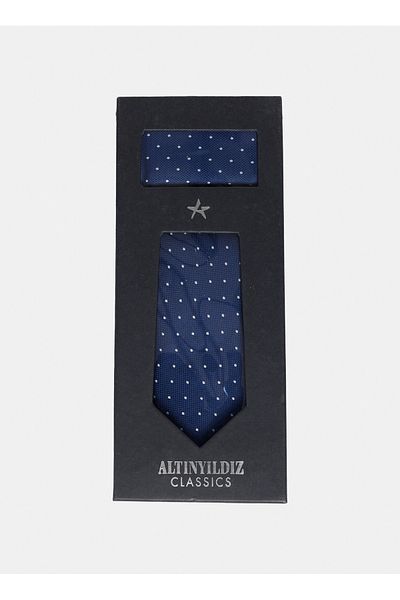 ALTINYILDIZ CLASSICS Ανδρική γραβάτα Hanky Tk 4A Altınyıldız Classics Navy Blue - White 4124100509