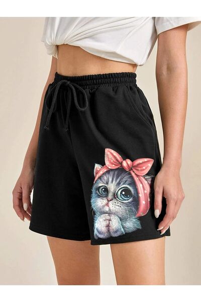 AY MONTANA LUNAVISTA شورت مطبوع عليه قطة صغيرة لطيفة