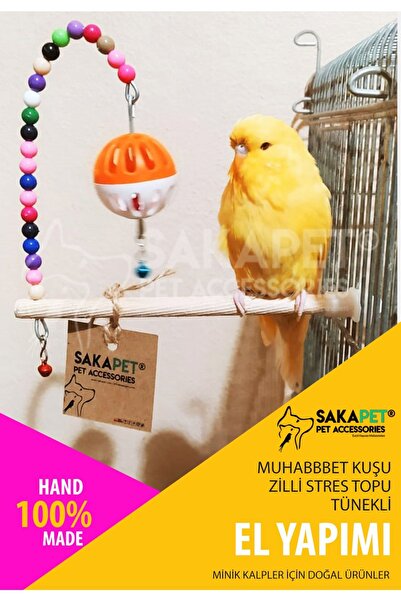 SAKAPET Muhabbet Kuşu Zilli Stres Topu Tünekli
