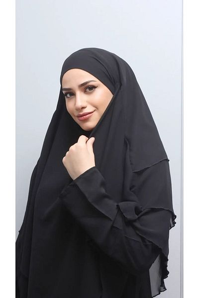 miarosewe Μαύρο σουφλέ Hijab Khimar Shawl