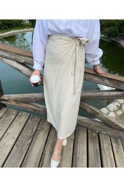 Bygülbetül BY.GÜLBETÜL KETEN BAĞLAMALI ETEK