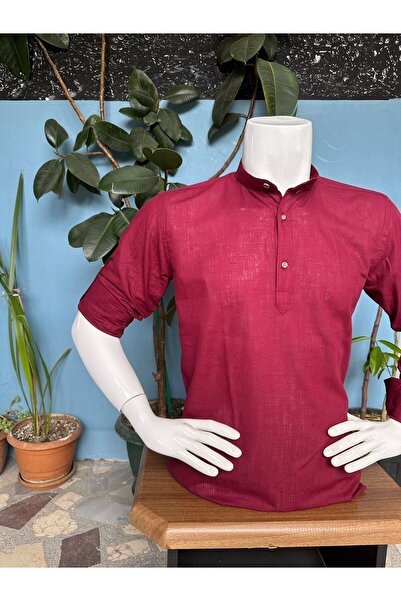 CLASSO Half Placket Judge Collar Flam Linen Shirt - Epaulet