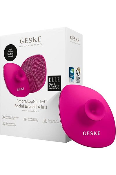 Geske Facial Brush 4 in 1 |Facial Cleansing Brush with Handle|Silicone Brush|Facial Cleansing ,Magenta