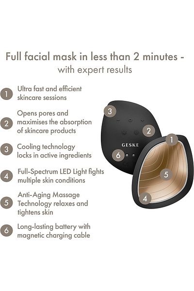 Geske Sonic Warm & Cool Mask | 9-in-1 Beauty LED | Best Massager - Gray