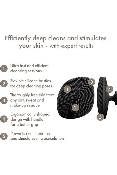 Geske Facial Brush 4 in 1 |Facial Cleansing Brush with Handle|Silicone Brush|Facial Cleansing ,Grey