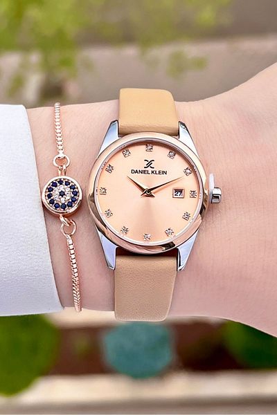 Daniel Klein Rose Dial Mink Color Adjustable Band Wrist Watch & Bracelet - Dkgnct1082
