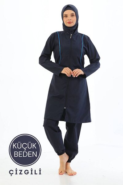 MEBA Μαγιό αλεξίπτωτο 4 τεμαχίων με φερμουάρ Navy Blue Full Covered Hijab