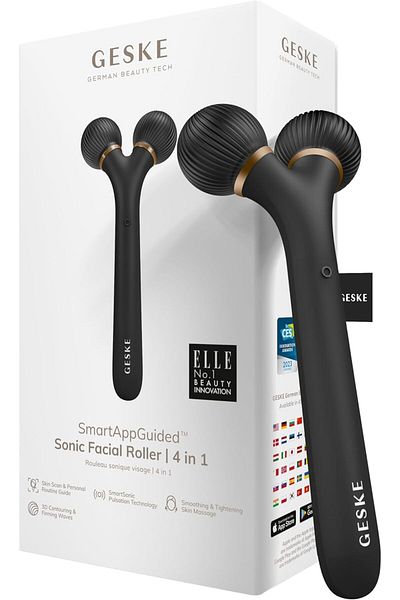 Geske Sonic Facial Roller | 4 in 1 | Derma Roller for Skincare and Beauty Routine| Grey