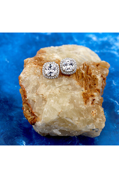Silveranka 925 Ayar Gümüş Swarovski Taşlı Pırlanta Montür Küpe