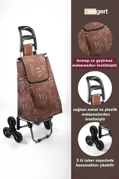 Vadi Ses Yapmaz 3 Tekerlekli Su Geçirmez Çantalı Lüks Pazar Arabası