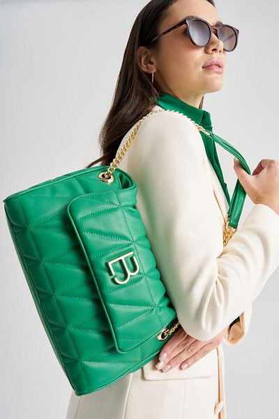 Lucky Bees Gemusterte Hand- und Schultertasche für Damen mit Kettenriemen