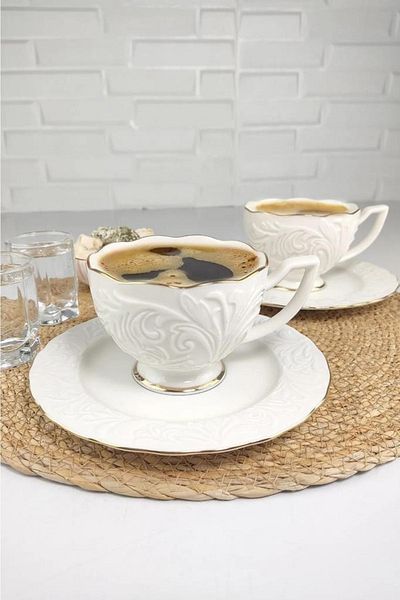 İpek Porcelain 2-Piece Tea Nescafe Cup Set Gilded Rosen-200 62611