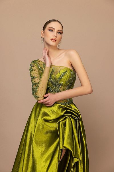 Kenzel One Sleeve Slit Long Dress