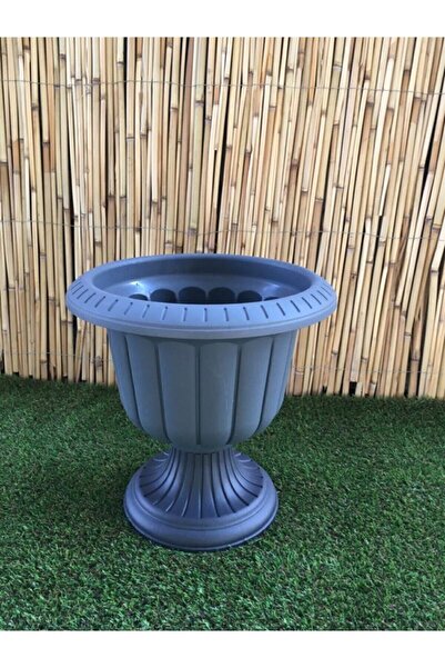 KıtayGroup Nergis Saksı 35x43 Cm 9,8 Lt Antrasit Ayaklı Plastik Saksı Bahçe S...