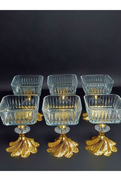 PARILTI HOME COLLECTİON 6-Piece Gold Metal Leg Luxury Bowl Set