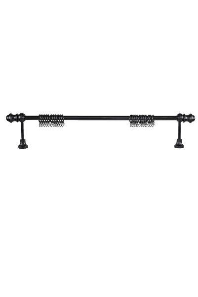 PerdejimShop Demonte Lale Başlıklı Siyah Ahşap Rustik Perde Askısı 150 CM - R...