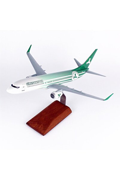 Hobbytime THY001 1/100 Ölçek, THY Giresun Spor Logolu B737-800 Yolcu Uçağı, Sergilemeye Hazır Ahşap Standlı Mo