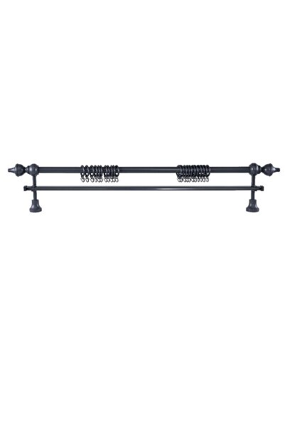 Perdejim Demonte Modern Başlıklı Antrasit Ahşap Rustik Perde Askısı 125 Cm - ...