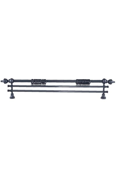 PerdejimShop Demonte Modern Başlıklı Antrasit Ahşap Rustik Perde Askısı 175 C...