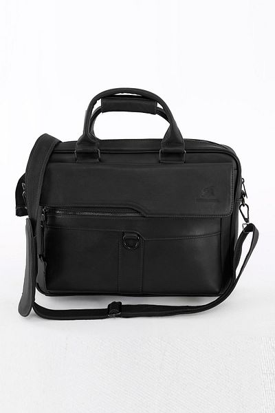 DERİNSS Derinss Dub3077 - Genuine Leather Black Laptop and Briefcase