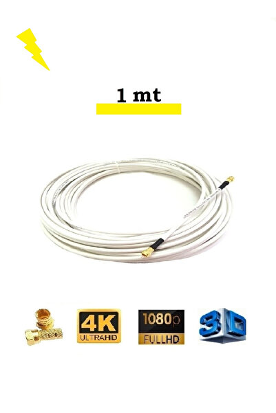 ANKTEK 1 Metre Gold Uçlu Rg6/U4 Hazır Uydu Anten Kablosu 3D 4K Full HD 1080 Uyumlu "Hazır Tak Kullan"