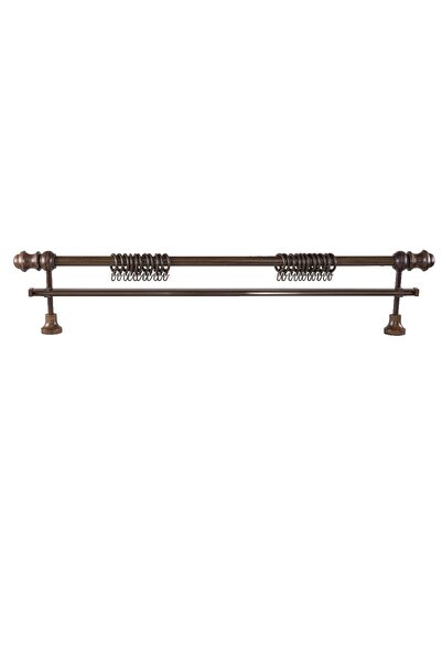Perdejim Demonte Lale Başlıklı Ceviz Ahşap Rustik Perde Askısı 150 CM - Tek R...