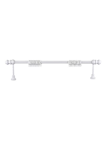 Perdejim Suport pentru perdele rustic din lemn alb cu cap de lalele dezasamblat 250 cm - fara bara