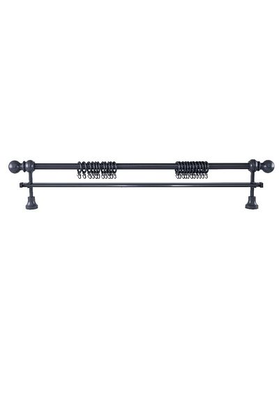 Perdejim Anthracite Wooden Rustic Curtain Hanger with Unassembled Ball Head 225 cm - Single Rail