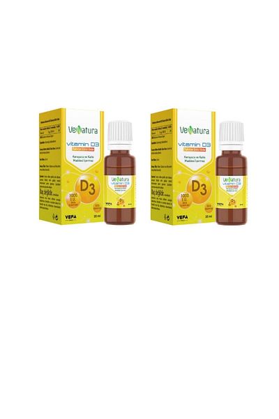 VeNatura Vitamin D3 20 Ml - for Adults and 11 Year Old Children, X2 Drops