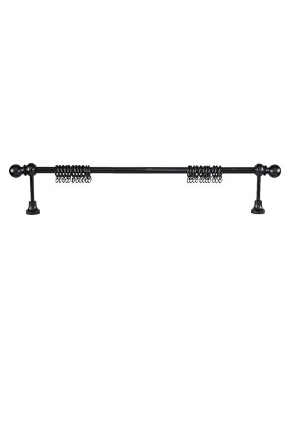 PerdejimShop Demonte Top Başlıklı Siyah Ahşap Rustik Perde Askısı 200 CM - Ra...