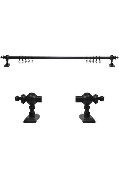 PerdejimShop Suport pentru perdele din lemn rustic antracit de 275 cm - țeavă rustică